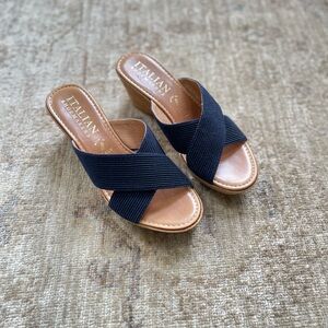 Italian Shoemakers Navy Crisscross Elastic Mule Sandals